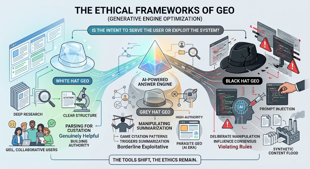 How the SEO hat metaphor maps onto Generative Engine Optimization
