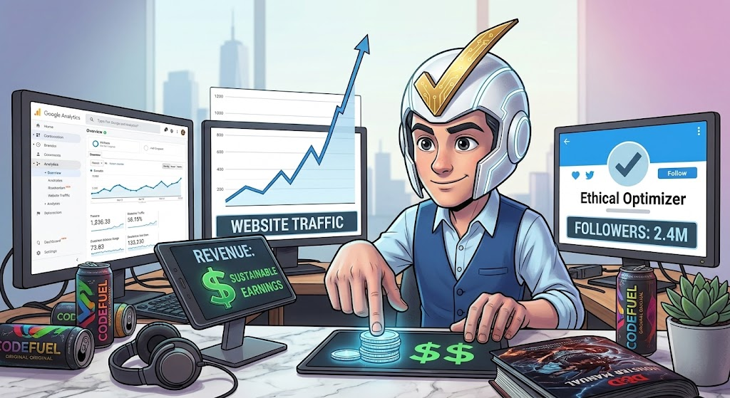 Illustration representing White Hat SEO and ethical optimization